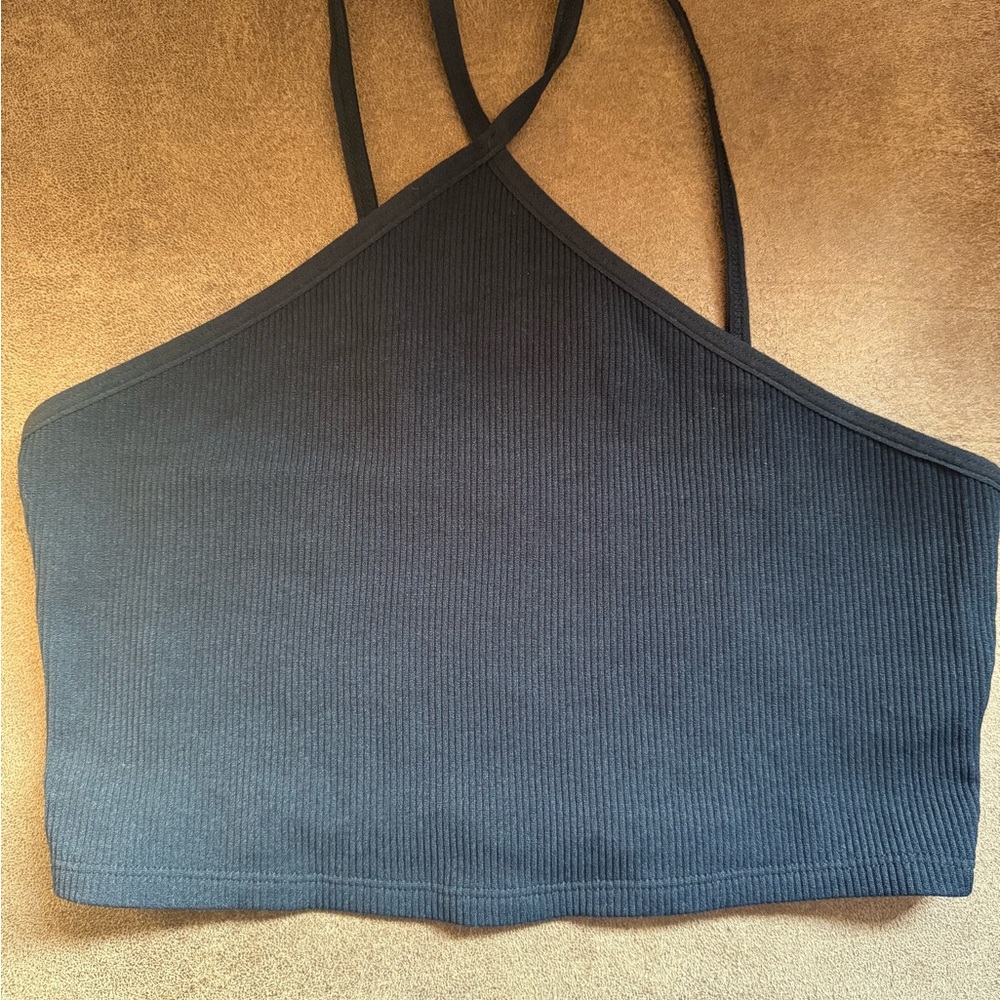 Abercrombie & Fitch Soft Halter Crop Top - Black, Size Small